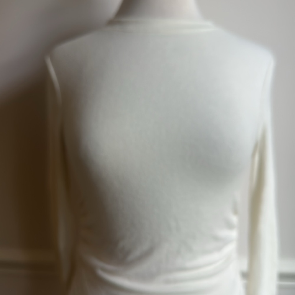 Madewell Brushed Jersey Ruched Long-Sleeve Tee Cream White Small NWT - Picture 6 of 11
